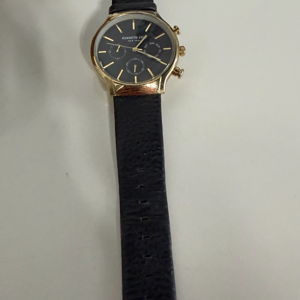 Kenneth Cole Gold and Black Leather Watch